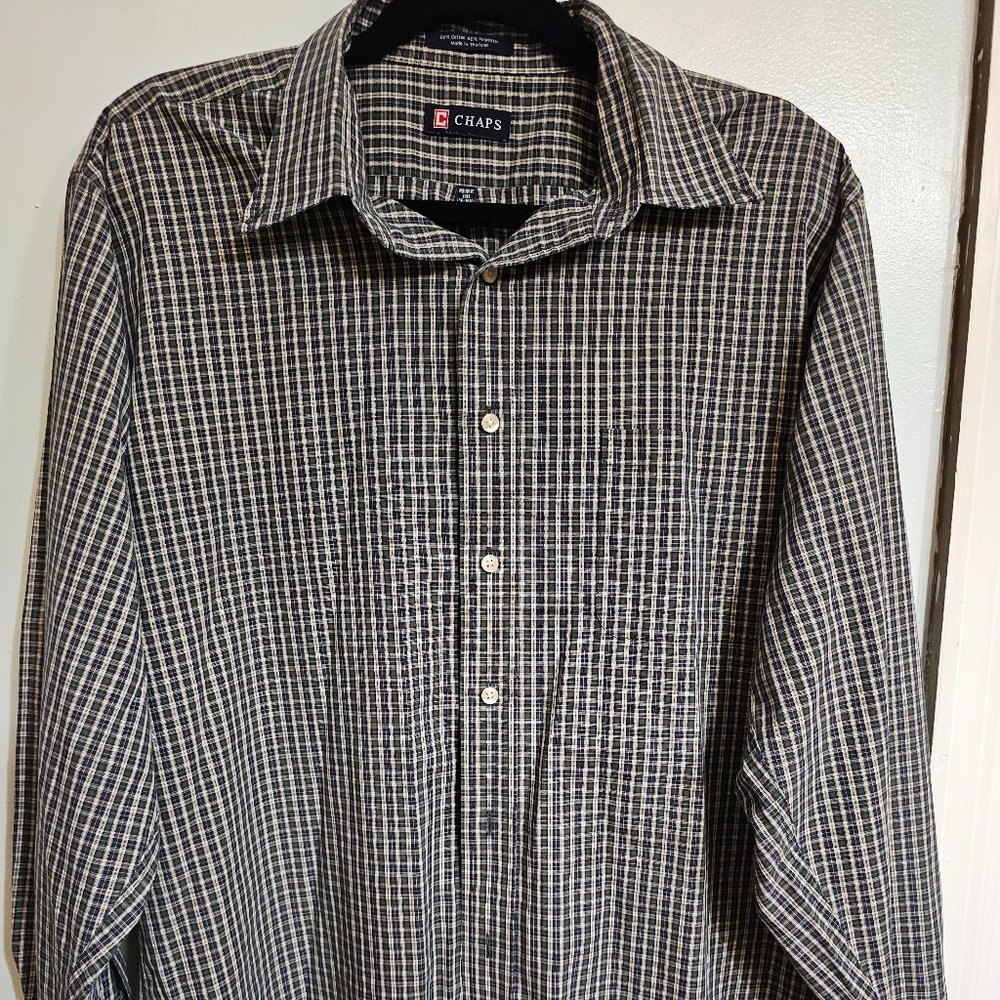 Green Plaid Chaps Button Down shirt